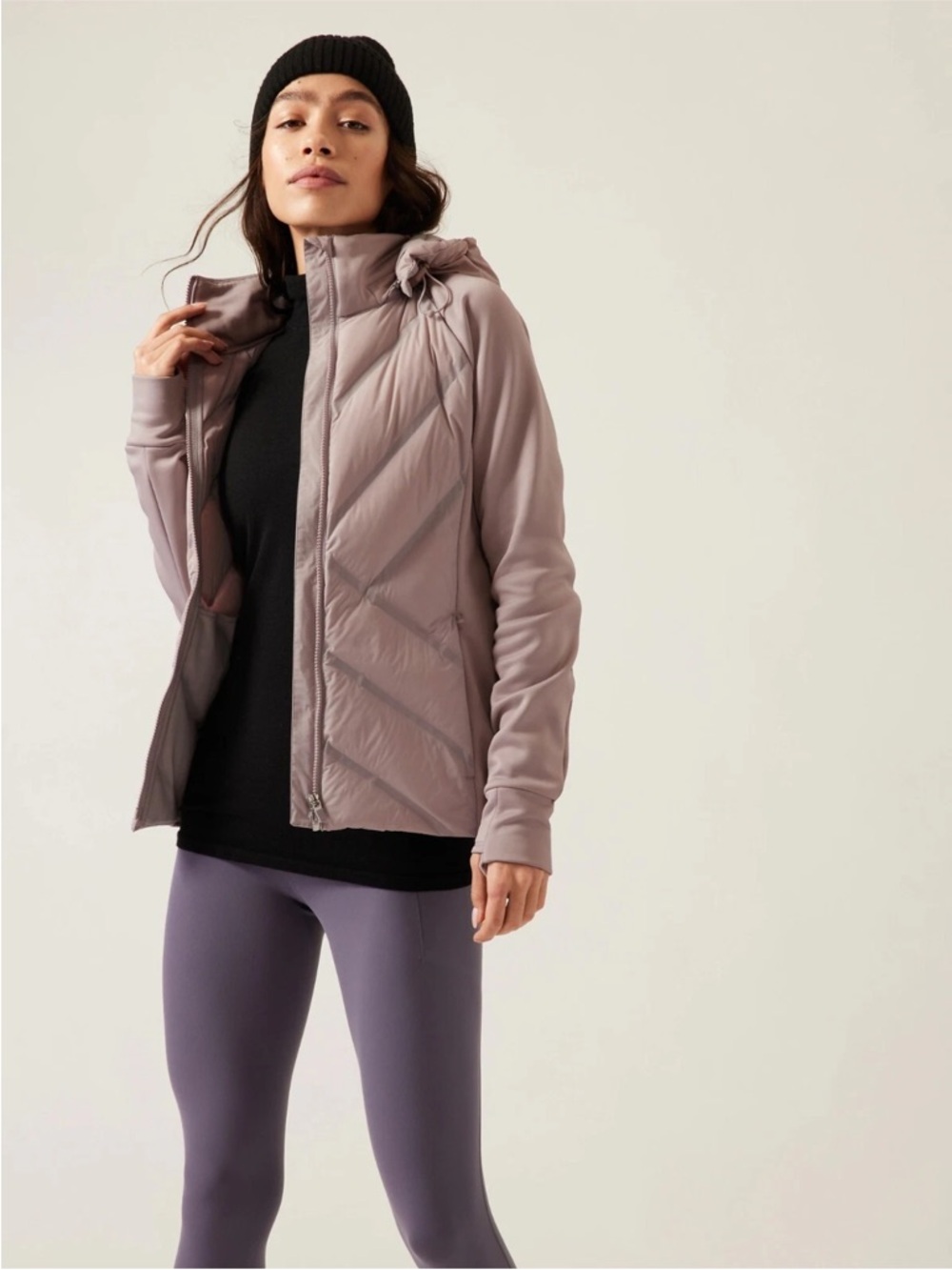 Athleta Inlet Hooded Down Jacket _ Tinsel Purple _ L